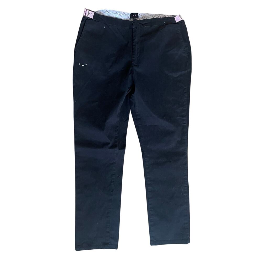 TSUKI Black Cotton Twill Men's Straight Leg Pants Size 36